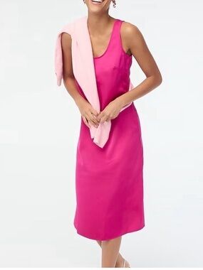 J. Crew Sleeveless Fuchsia Brilliant Plum Midi Dress SZ 10 Like New $98